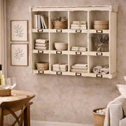 Heritage Pigeon Hole Storage Unit, Distressed White