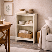 Heritage Low Bookcase, Distressed White