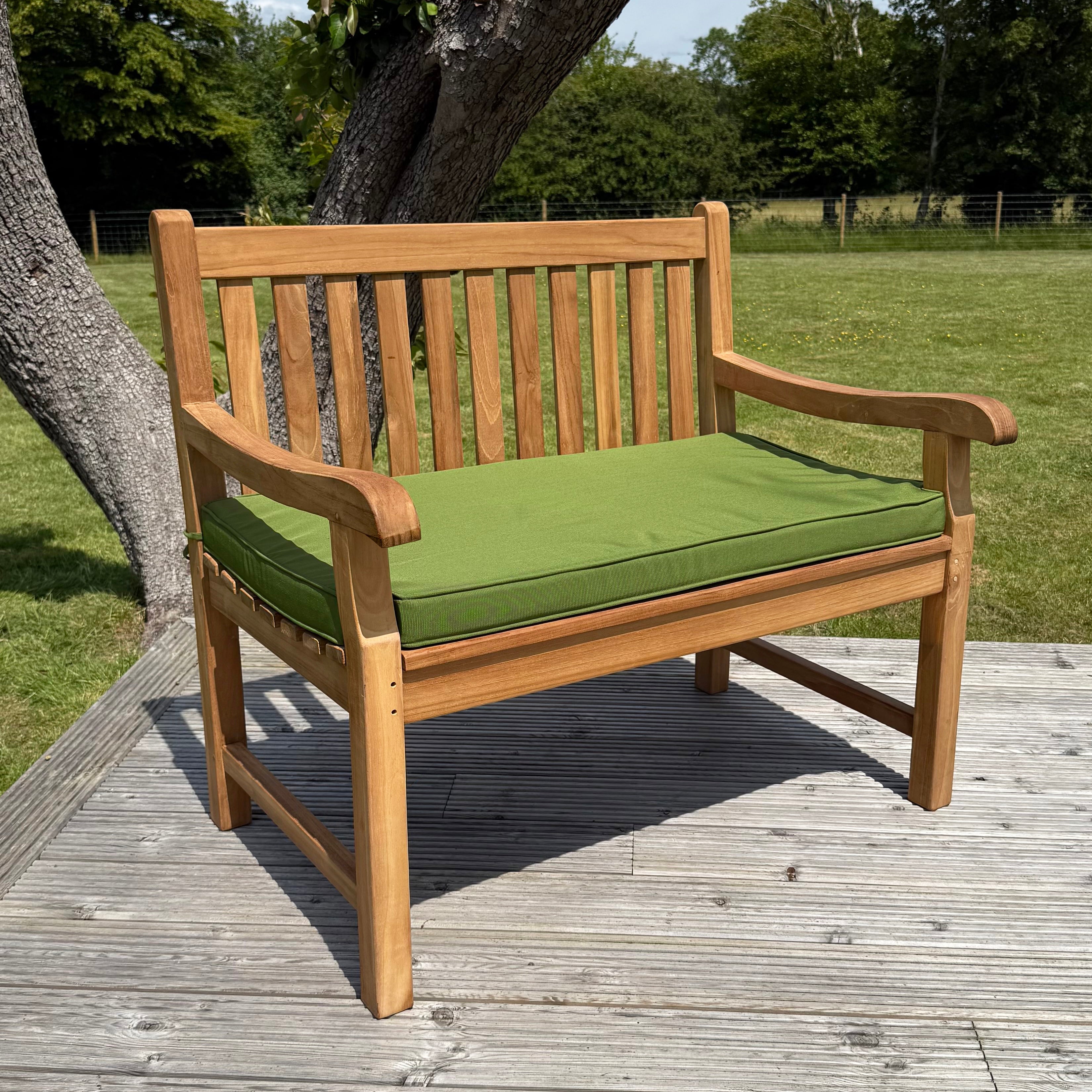 Hampton Teak Garden Bench 100cm With Green Cushion