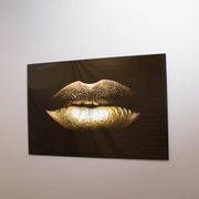 Gold Lips Tempered Glass Wall Art