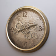 Vintage Silver World Cog Clock 62 cm