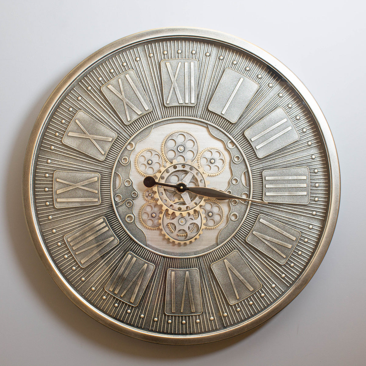 Florence Silver Cog Clock, 80 cm