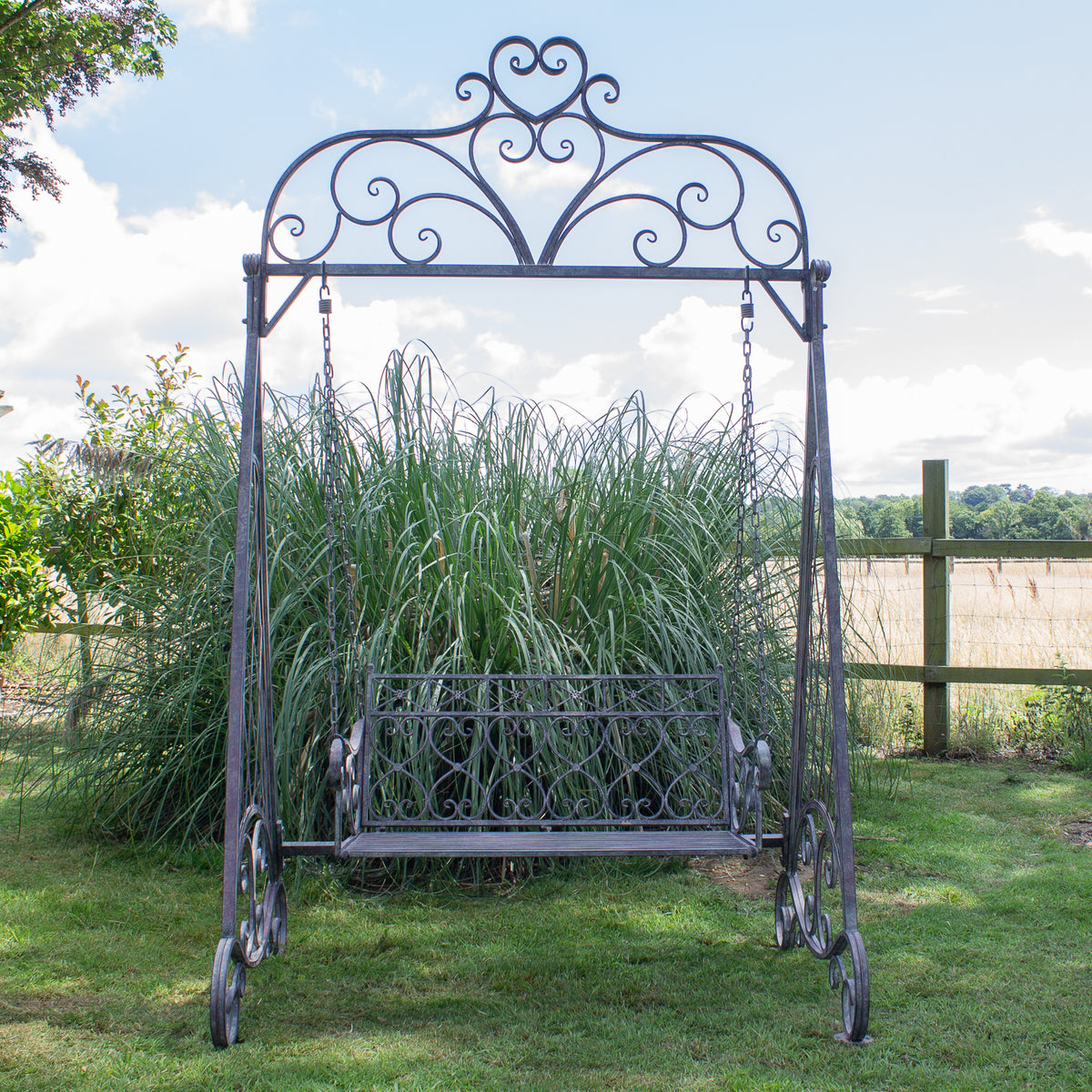Wrought Iron 2 Seater Swing Seat, Classic Grey