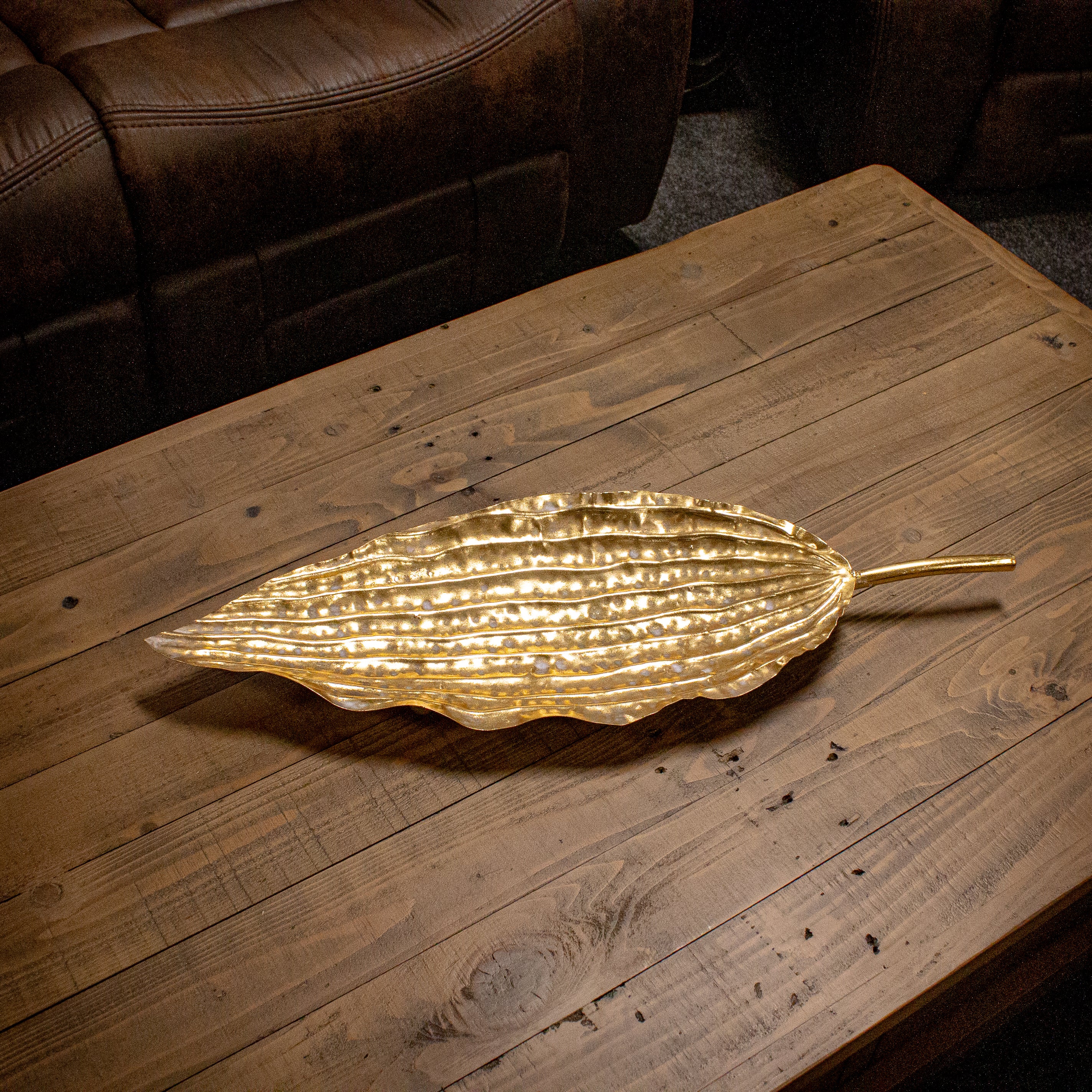 Gold Metal Leaf Tray - 62 cm