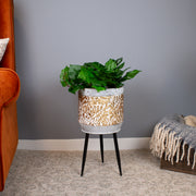 Gold Leaf Planter on Legs 55 cm