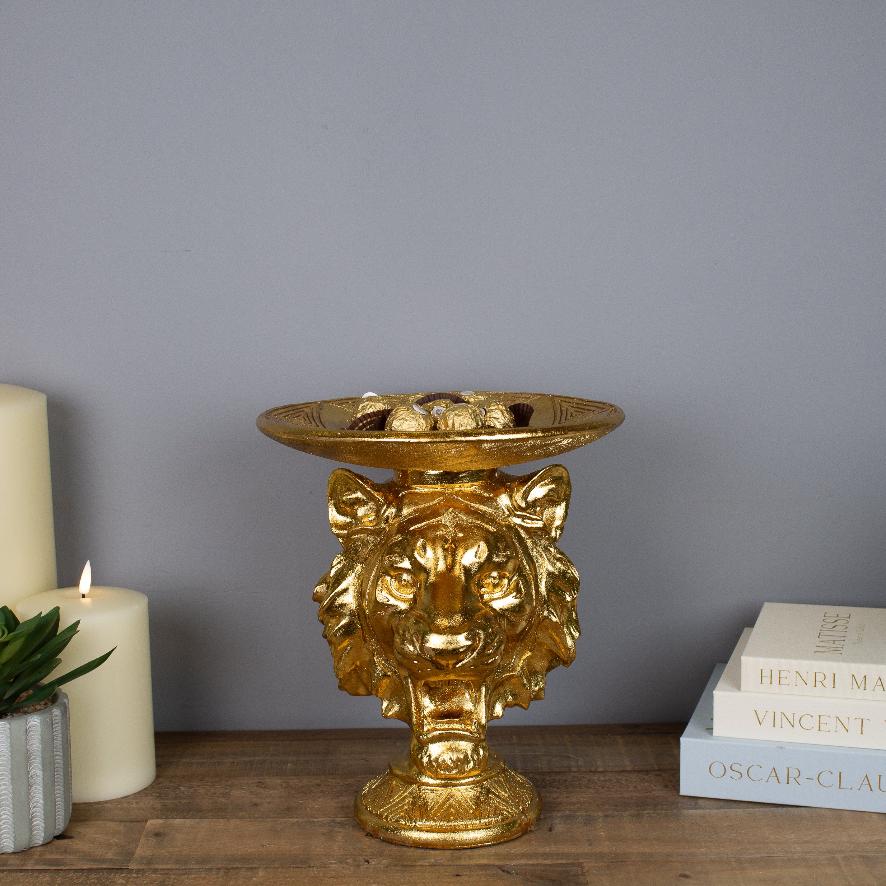 Gold Wolf Tray Sculpture