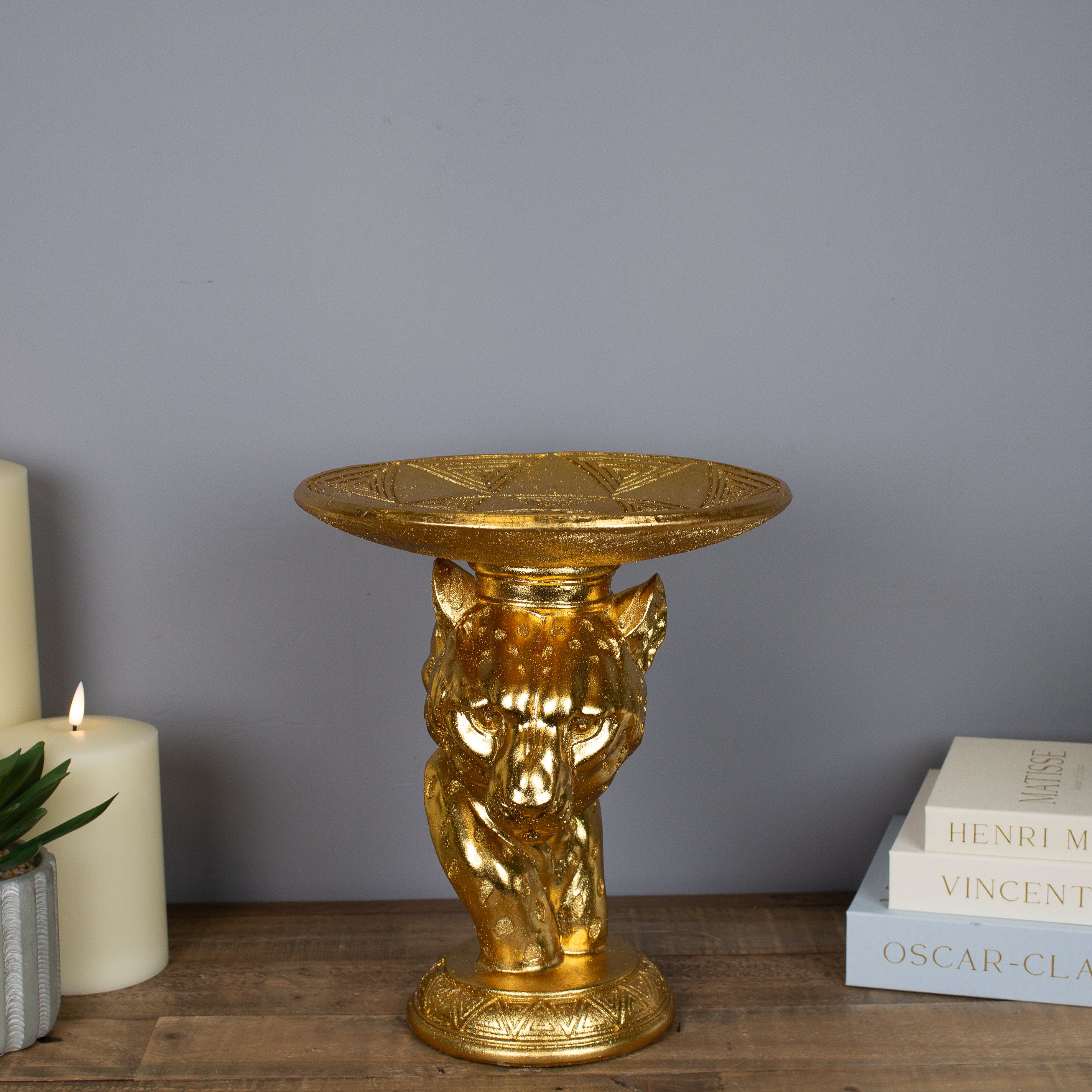Gold Leopard Tray Sculpture