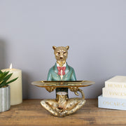 Gold Leopard Butler Sculpture