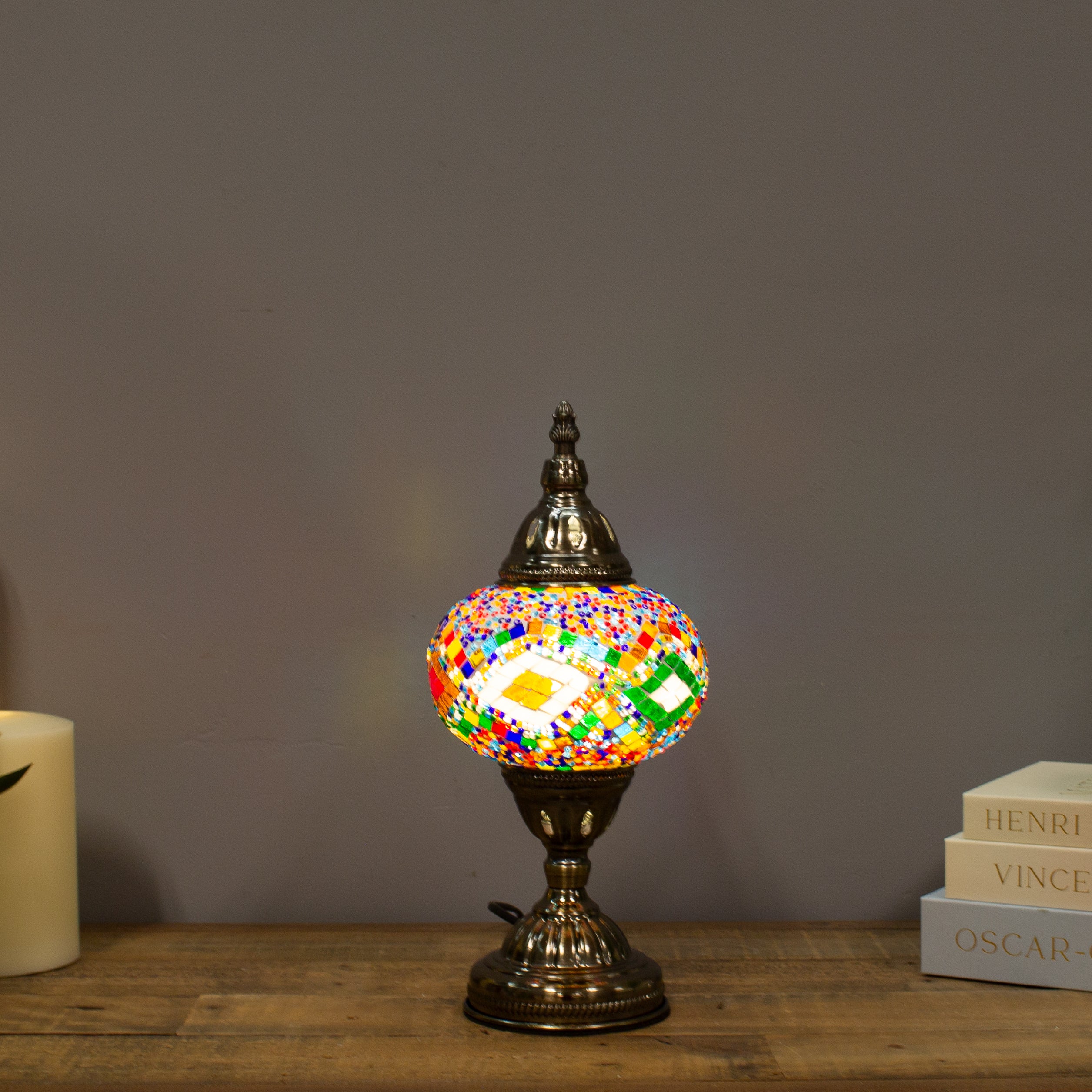 Mosaic Globe Pedestal Table Lamp 33 cm