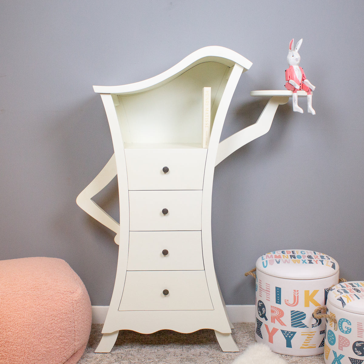 Matilda White Chest with Bookshelf